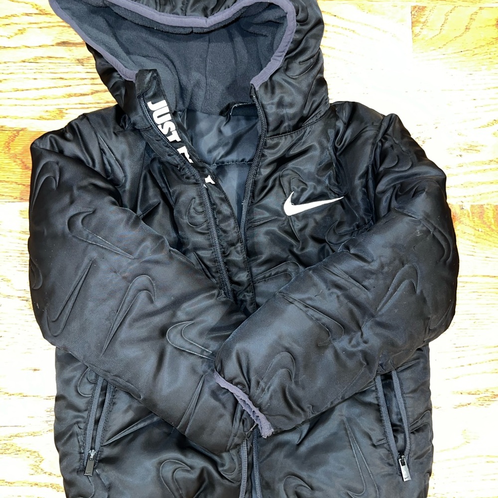 Nike Black Hooded Puffer Jacket for Kids